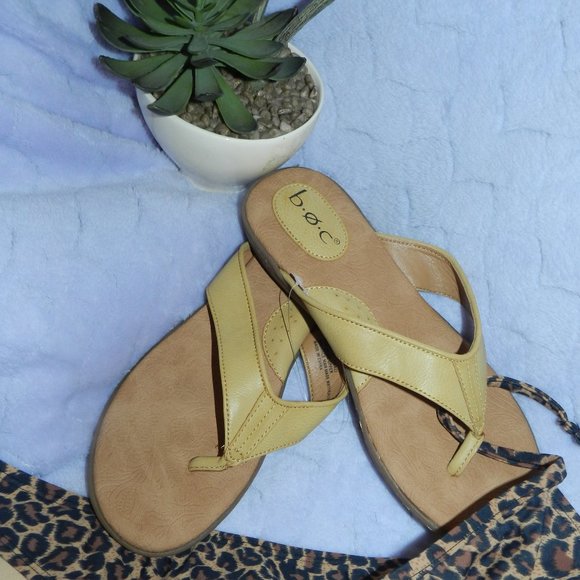 Boc Leather Cushioned Comfort Slide on Sandals Black & Yellow Poppy NEW/NWT! - Picture 2 of 15